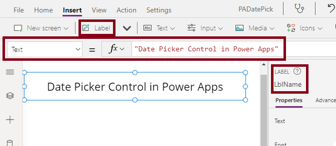 Date Picker Control In Power Apps