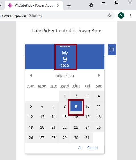 Date Picker Control In Power Apps