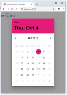 Date picker in Angular