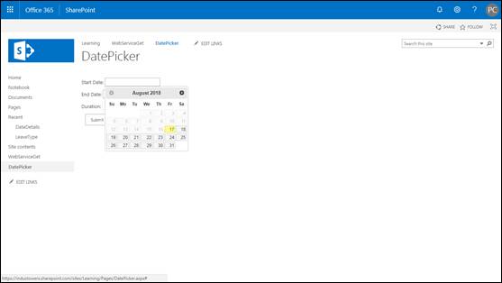 Date Picker With Validations