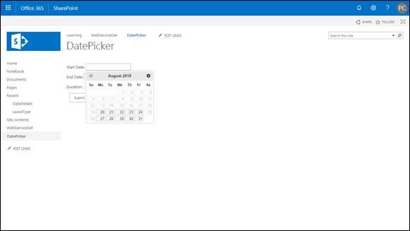 Date Picker With Validations