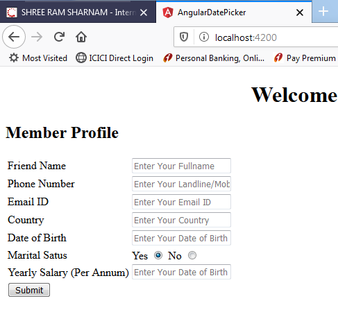 Datepicker In Angular