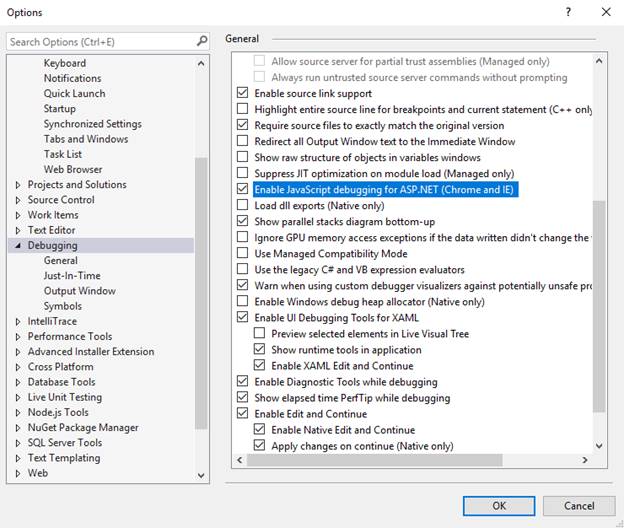 Debugging With Chrome In Visual Studio 2017