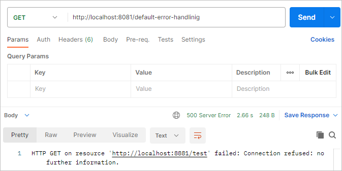 Default Error Handling Behavior of a Mule application