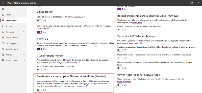 Default Solution for Canvas App - New Feature - Microsoft - PowerPlatform

