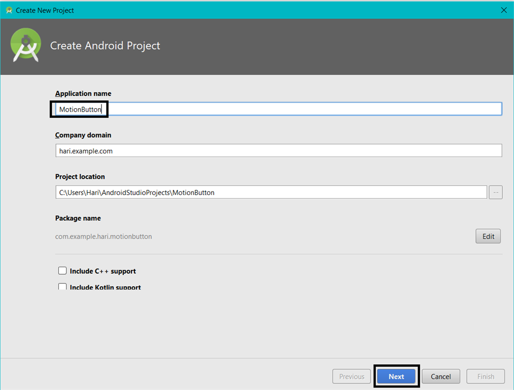 Define Motion For Buttons In Android Using Android Studio