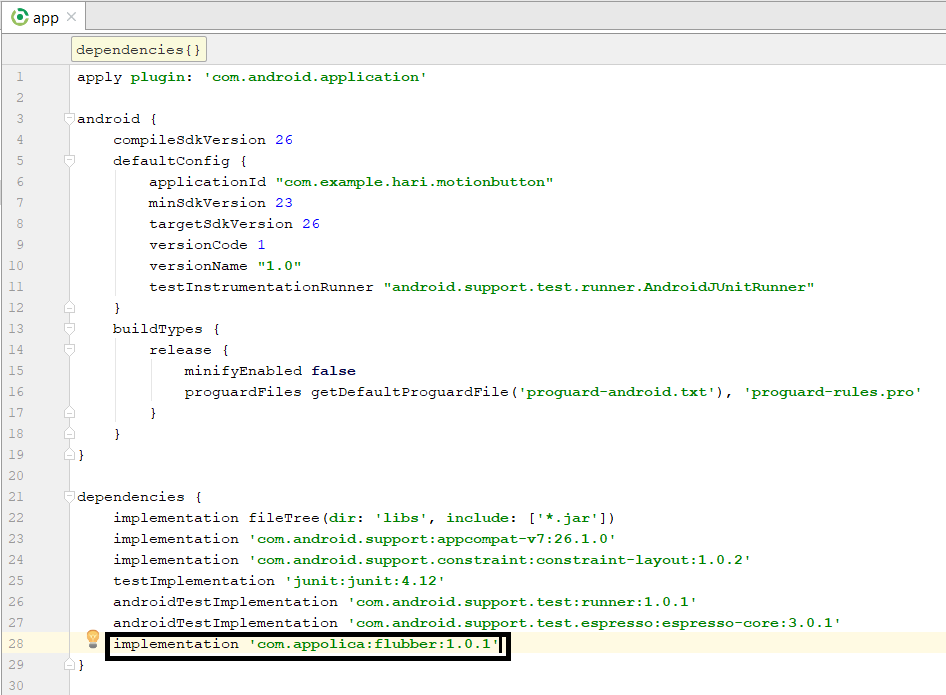 Define Motion For Buttons In Android Using Android Studio