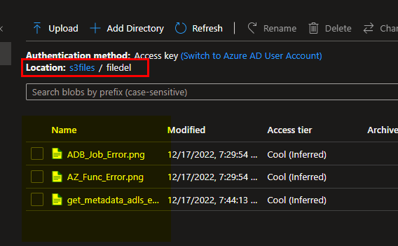 Delete files based on excel column name in Azure Data Factory