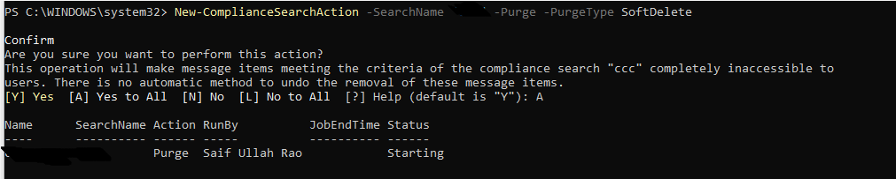 how to delete emails from user mailbox using eDiscovery, Content Serch and PowerShell