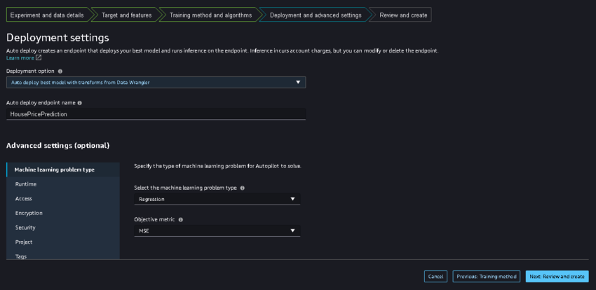 Deploy a Regression model through AWS SageMaker studio using Autopilot