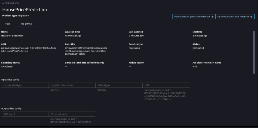 Deploy a Regression model through AWS SageMaker studio using Autopilot