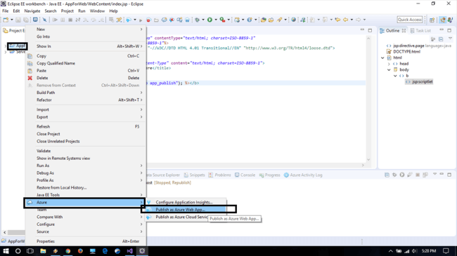 publish as Azure web app