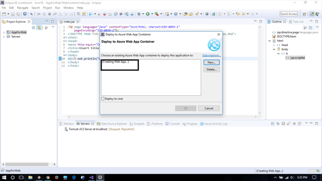 Azure web app container