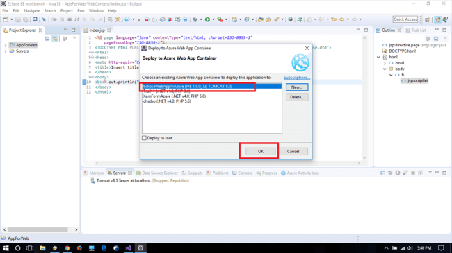 Azure web app container
