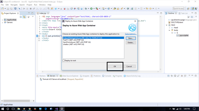 Azure web app container