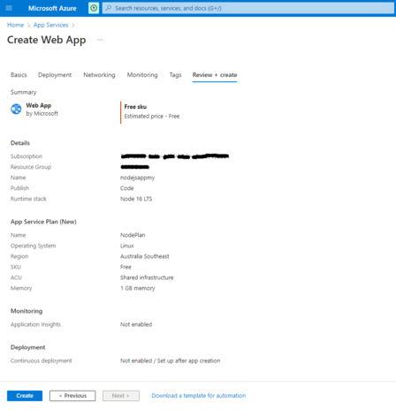 Deploy NodeJS App to Azure App Service from VS Code