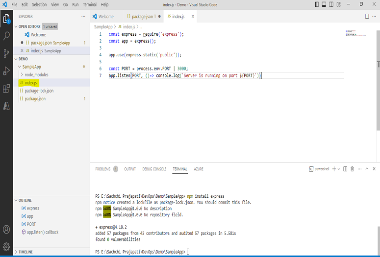 Deploy NodeJS App to Azure App Service from VS Code