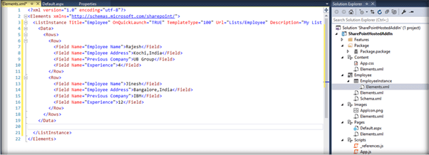 <Data /> <rows> <row> <fieldname="employee Name">Rajesh</field> <fieldname="employee Address">Kochi,India</field> <fieldname="previous Company">UB Group</field> <fieldname="experience">4</field> </row> <row> <fieldname="employee Name">Jinesh</field> <fieldname="employee Address">Bangalore,India</field> <fieldname="previous Company">IBM</field> <fieldname="experience">12</field> </row> </rows> </data>