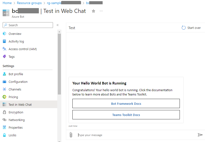 Test in web chat