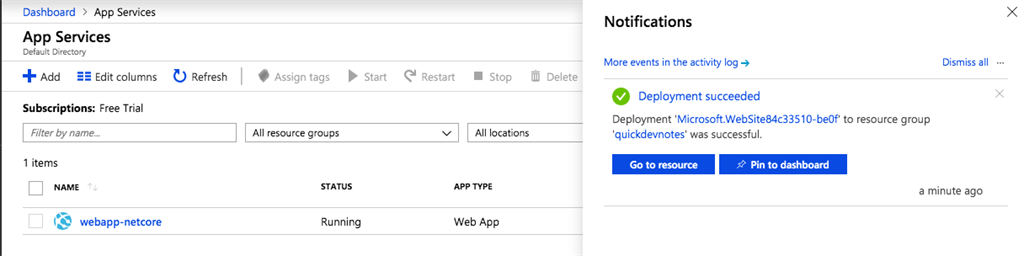 Deployment notification
