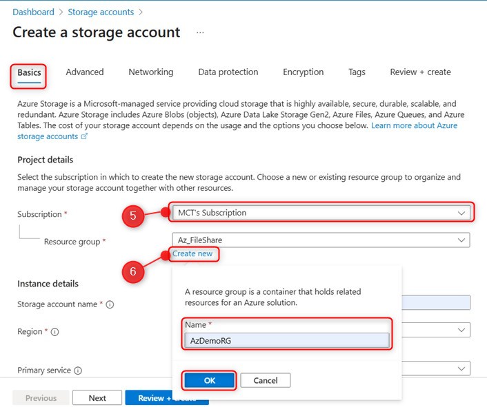 Create storage account