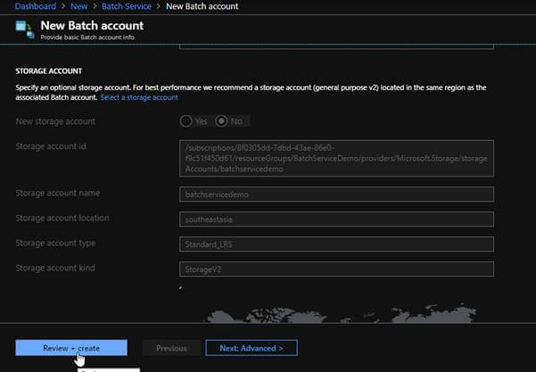 Deploying An Azure Batch Job From Azure Portal