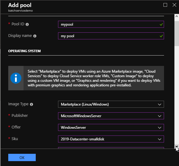 Deploying An Azure Batch Job From Azure Portal
