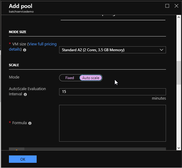 Deploying An Azure Batch Job From Azure Portal