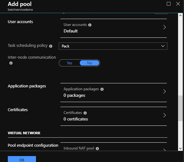 Deploying An Azure Batch Job From Azure Portal