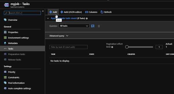 Deploying An Azure Batch Job From Azure Portal