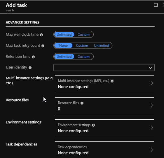 Deploying An Azure Batch Job From Azure Portal