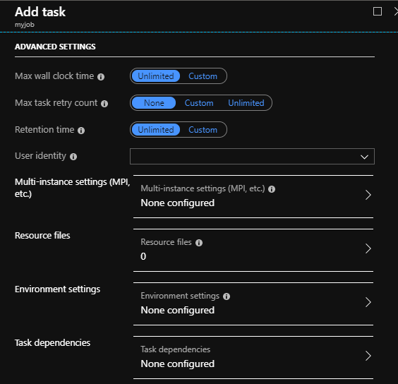 Deploying An Azure Batch Job From Azure Portal