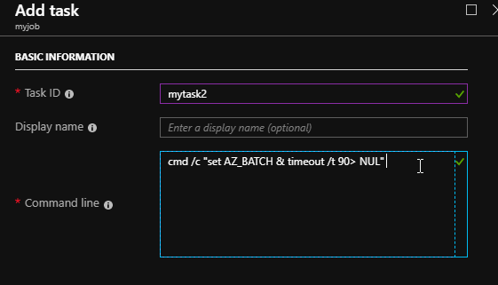 Deploying An Azure Batch Job From Azure Portal