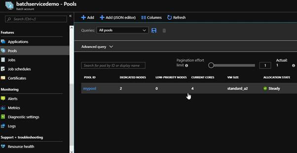 Deploying An Azure Batch Job From Azure Portal