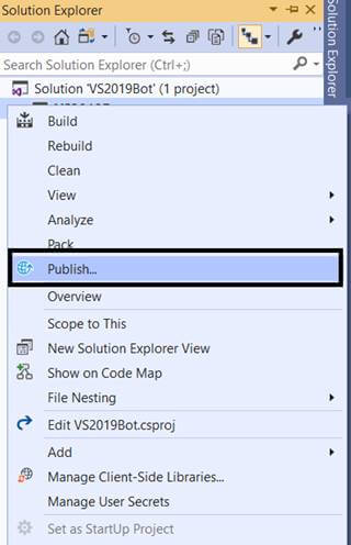 Deploying Bot Application To Azure Using Visual Studio 2019