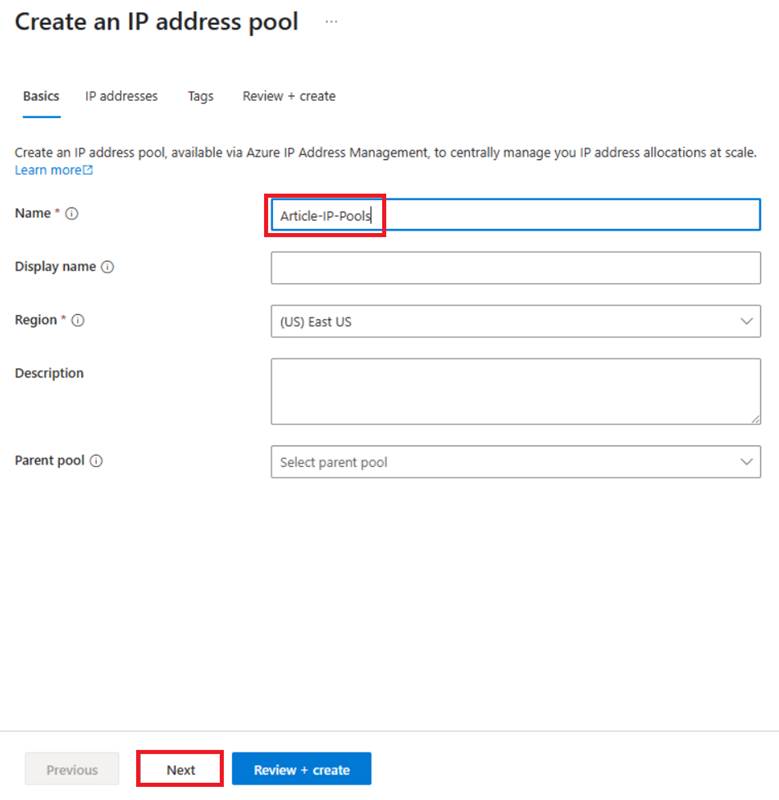 Create an IP Address Pool