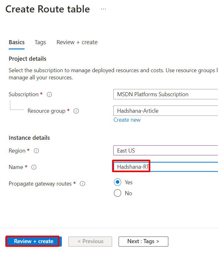 Deploying Route Table in the Azure