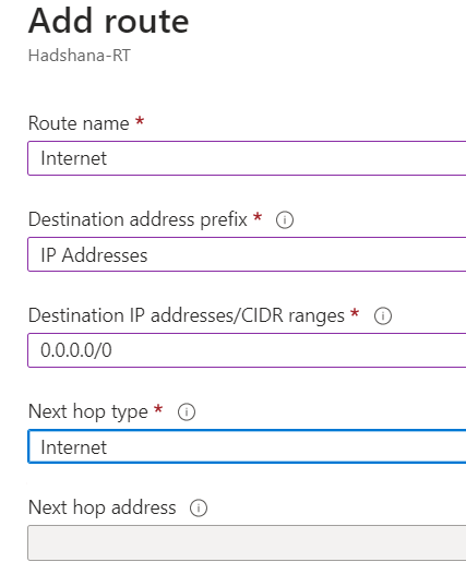 Deploying Route Table in the Azure