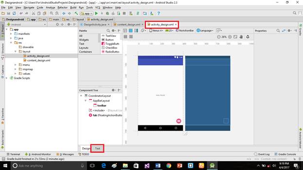 Design Of Android Using Android Studio