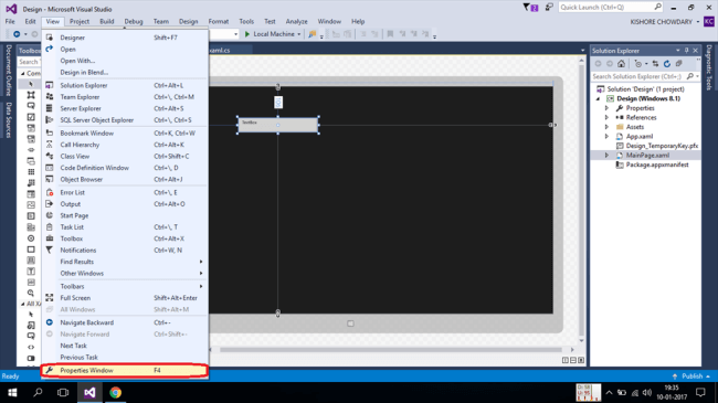 Designing Application Using Microsoft Visual Studio