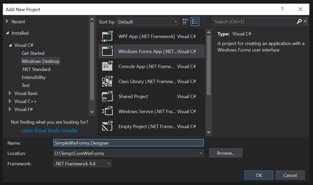 Designing WinForms For .NET Core 3.0