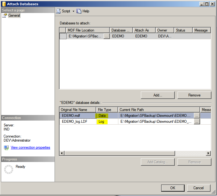 Detach And Attach Content Database From One SPFarm To Another SPFarm