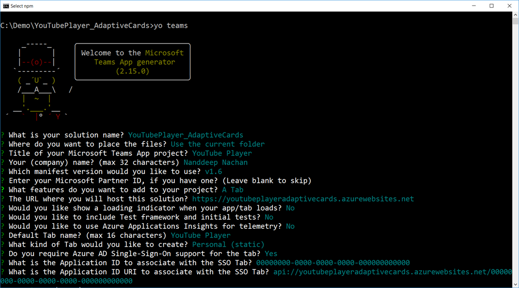 Develop Task Modules For MS Teams With Yo Teams