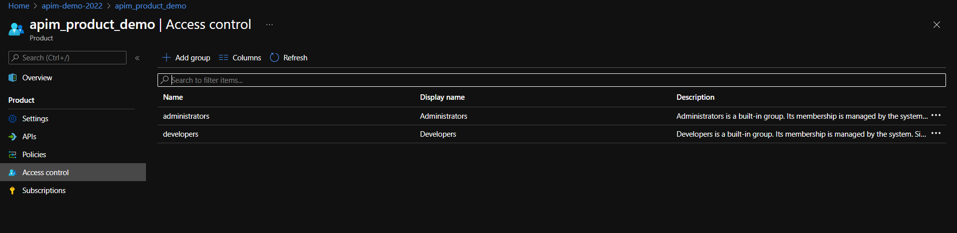 developer portal in APIM