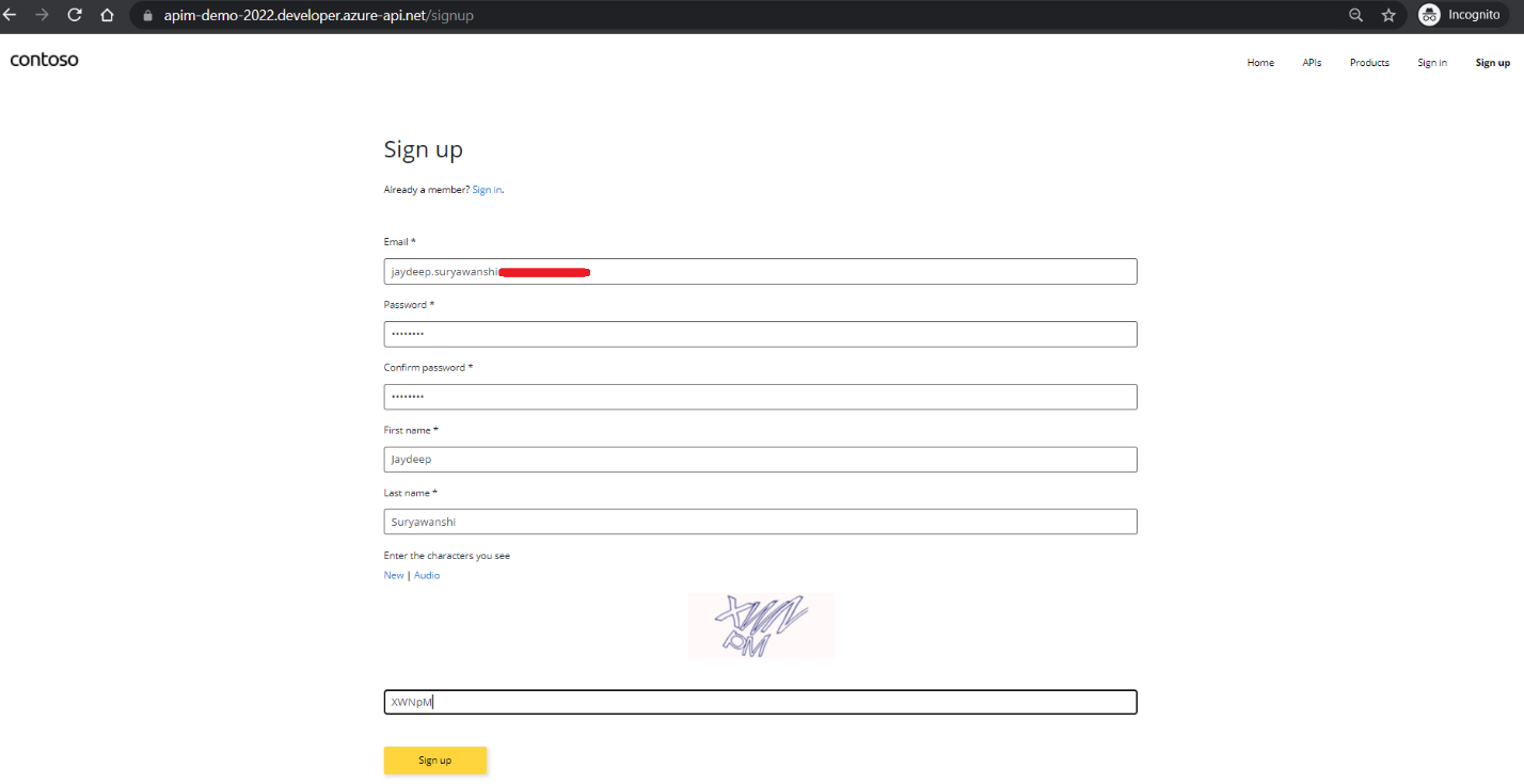 developer portal in APIM