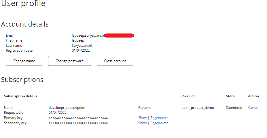 developer portal in APIM
