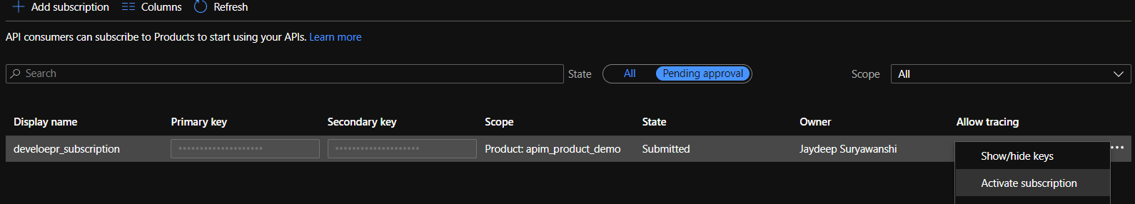 developer portal in APIM