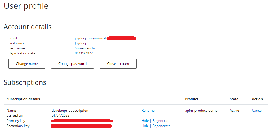developer portal in APIM