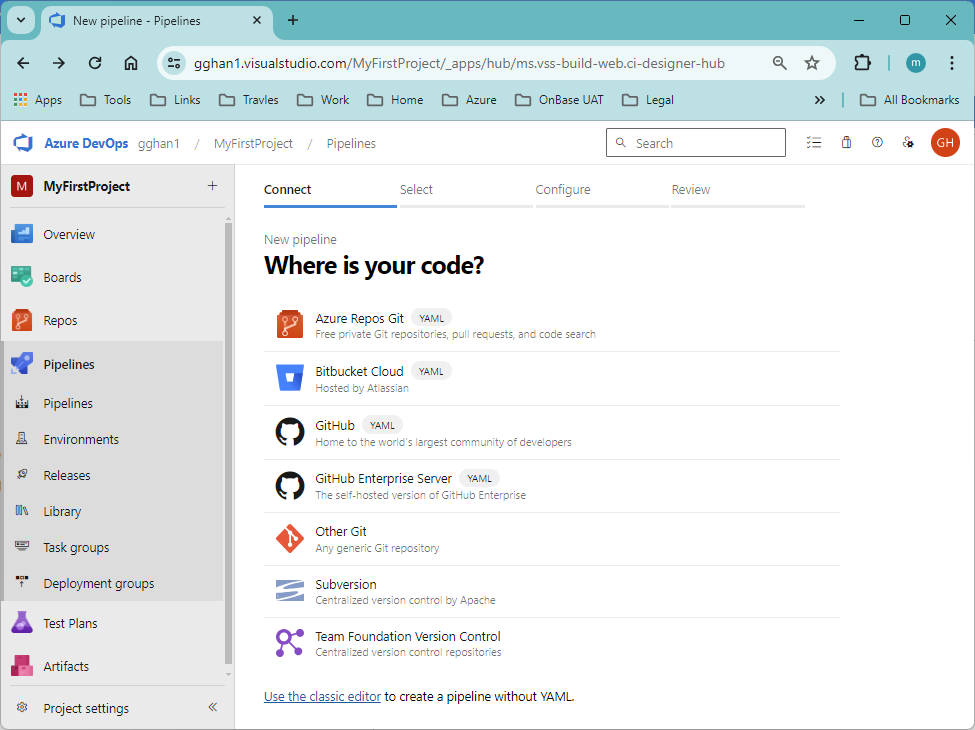 Configure a New Pipeline