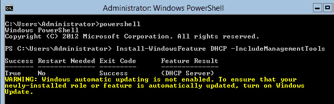 DHCP Role On Windows 2019 Core